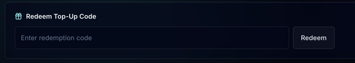The redemption code field and Redeem button in Billing